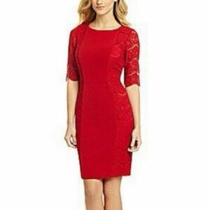 Antonio Melani Flattering Red Lace Sheath Dress